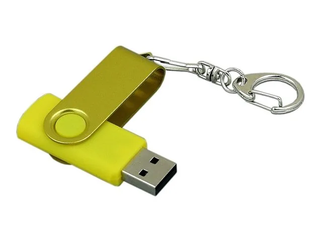 USB 2.0- флешка промо на 32 Гб с поворотным механизмом и однотонным металлическим клипом фото 3