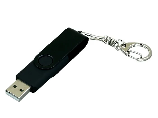 USB 2.0- флешка промо на 64 Гб с поворотным механизмом и однотонным металлическим клипом фото 2