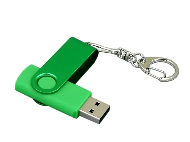USB 2.0- флешка промо на 64 Гб с поворотным механизмом и однотонным металлическим клипом фото 3