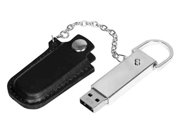 USB 2.0- флешка на 64 Гб в массивном корпусе с кожаным чехлом фото 2
