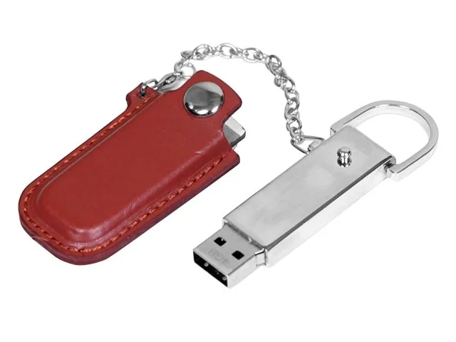 USB 2.0- флешка на 64 Гб в массивном корпусе с кожаным чехлом фото 2