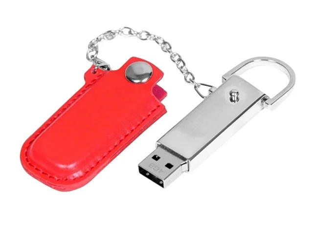 USB 2.0- флешка на 64 Гб в массивном корпусе с кожаным чехлом фото 2