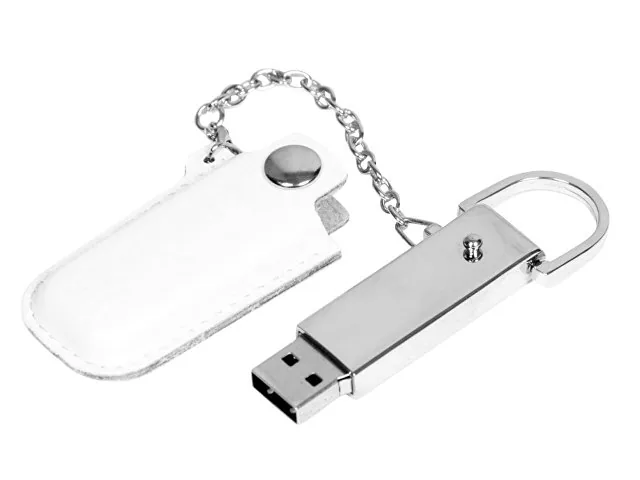 USB 2.0- флешка на 64 Гб в массивном корпусе с кожаным чехлом фото 2