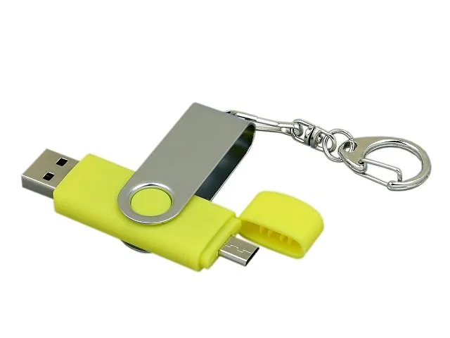 USB 2.0- флешка на 16 Гб с поворотным механизмом и дополнительным разъемом Micro USB фото 2
