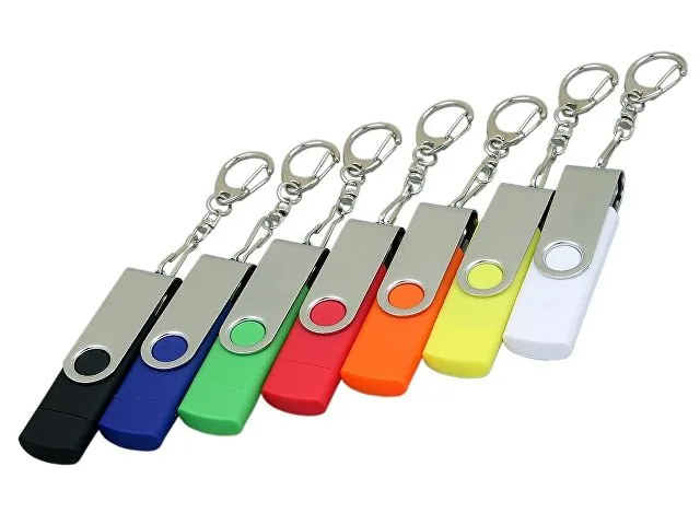 USB 2.0- флешка на 16 Гб с поворотным механизмом и дополнительным разъемом Micro USB фото 4
