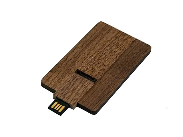 USB 2.0- флешка на 32 Гб в виде деревянной карточки с выдвижным механизмом фото 2