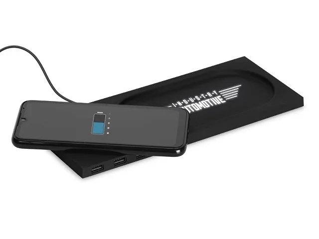 Беспроводное настольное зарядное устройство «Glide» с подсветкой, soft-touch фото 2