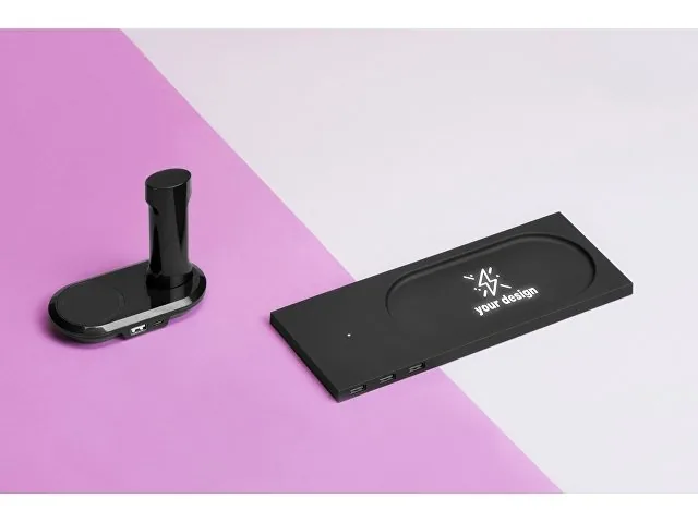Беспроводное настольное зарядное устройство «Glide» с подсветкой, soft-touch фото 10