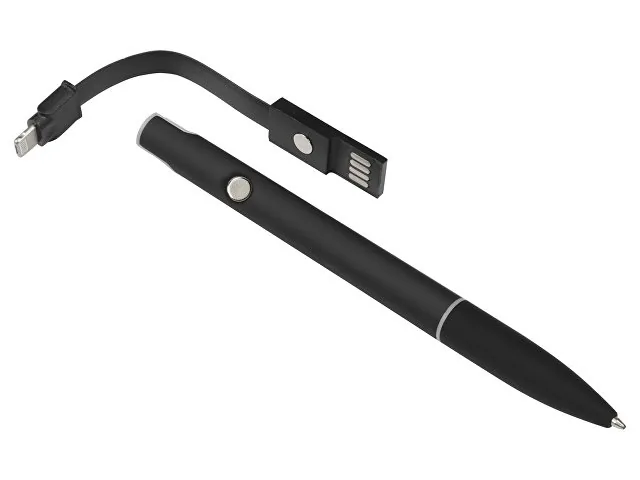 Ручка металлическая шариковая «Connect» с кабелем USB 2 в 1 фото 5