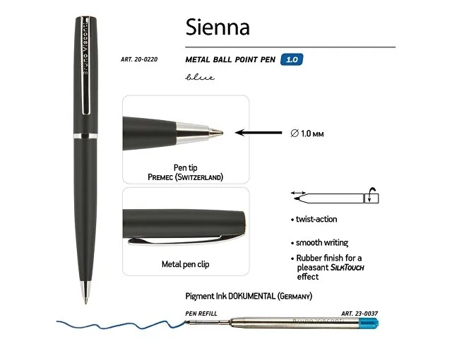 Ручка металлическая шариковая «Sienna», софт-тач фото 3