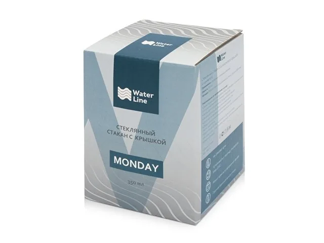 Стеклянный стакан с силиконовой крышкой и манжетой «Monday» фото 7