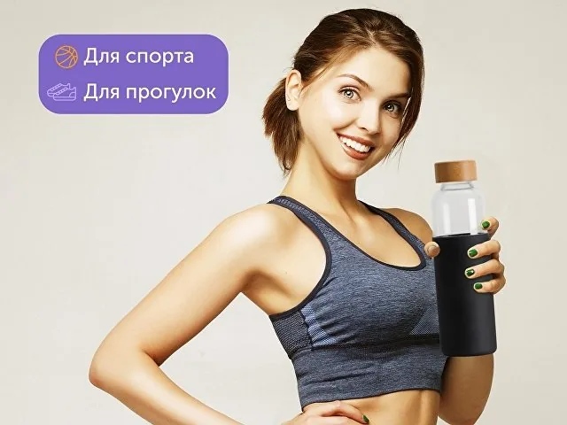 Стеклянная бутылка для воды в силиконовом чехле «Refine» фото 12