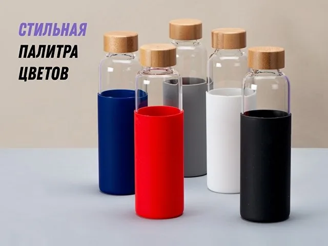 Стеклянная бутылка для воды в силиконовом чехле «Refine» фото 14