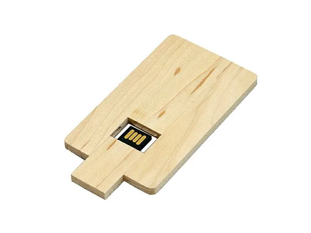 USB 2.0- флешка на 8 Гб в виде деревянной карточки с выдвижным механизмом фото 3