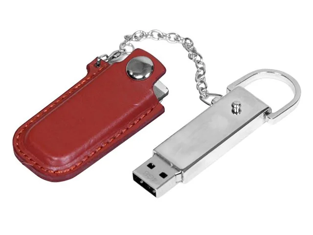 USB 2.0- флешка на 8 Гб в массивном корпусе с кожаным чехлом фото 2