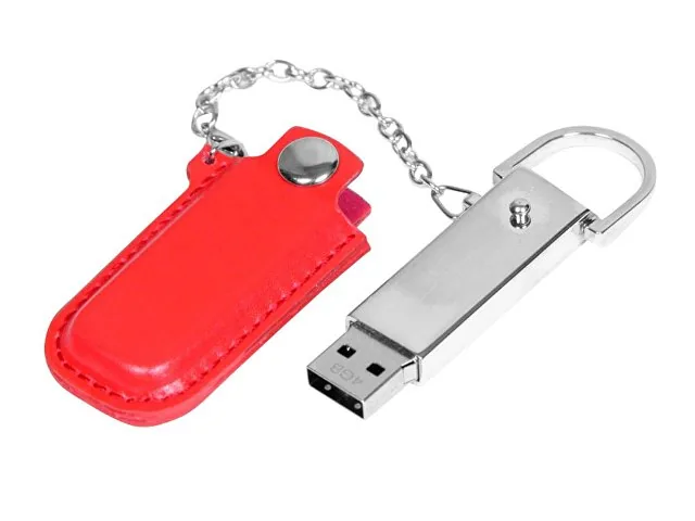 USB 2.0- флешка на 8 Гб в массивном корпусе с кожаным чехлом фото 2