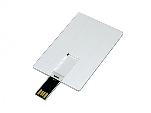 USB 2.0- флешка на 64 Гб в виде металлической карты, с раскладным чипом фото 2