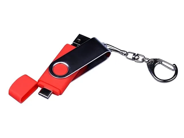 USB 2.0/micro USB/Type-C- флешка на 64 Гб c поворотным механизмом фото 4
