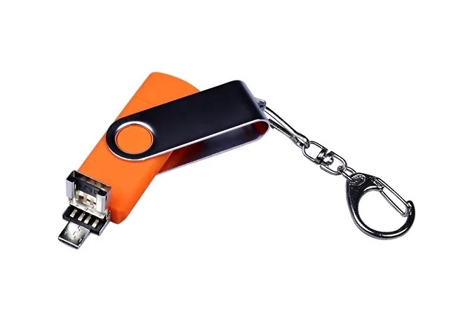 USB 2.0/micro USB/Type-C- флешка на 16 Гб c поворотным механизмом фото 3