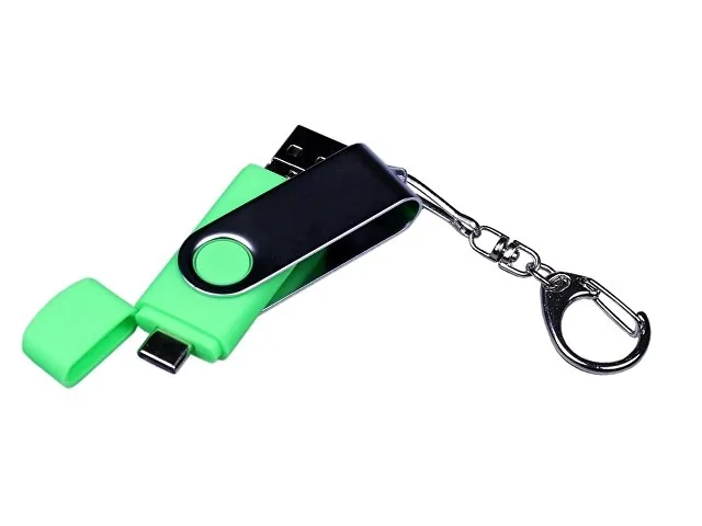 USB 2.0/micro USB/Type-C- флешка на 16 Гб c поворотным механизмом фото 4
