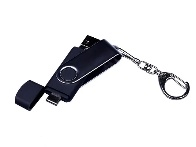 USB 2.0/micro USB/Type-C- флешка на 32 Гб c поворотным механизмом фото 4