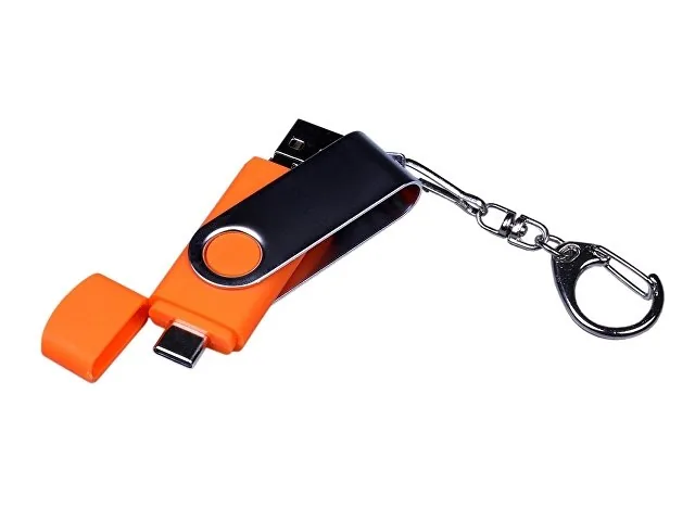 USB 2.0/micro USB/Type-C- флешка на 32 Гб c поворотным механизмом фото 4