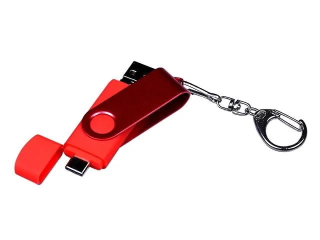 USB 2.0/micro USB/Type-С- флешка на 64 Гб 3-в-1 с поворотным механизмом фото 2
