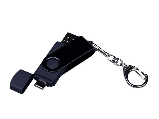 USB 2.0/micro USB/Type-С- флешка на 16 Гб 3-в-1 с поворотным механизмом фото 4