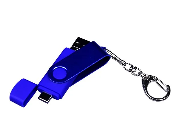 USB 2.0/micro USB/Type-С- флешка на 16 Гб 3-в-1 с поворотным механизмом фото 4