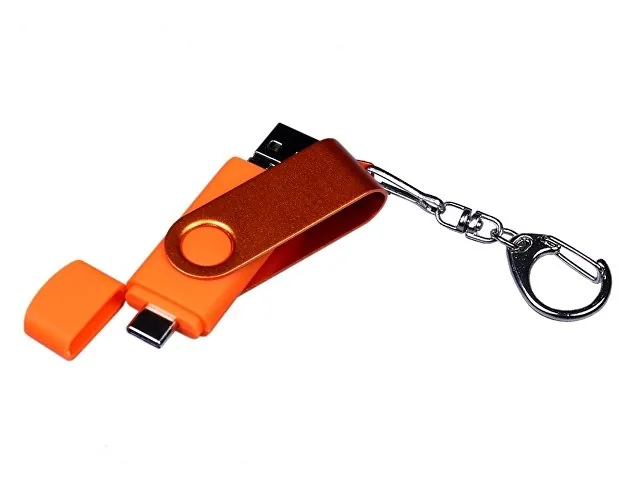 USB 2.0/micro USB/Type-С- флешка на 16 Гб 3-в-1 с поворотным механизмом фото 4