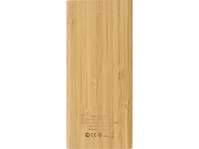Внешний беспроводной аккумулятор из бамбука «Bamboo Air», 10000 mAh фото 5