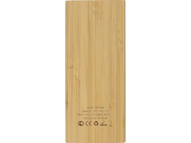 Внешний аккумулятор из бамбука «Bamboo», 5000 mAh фото 4