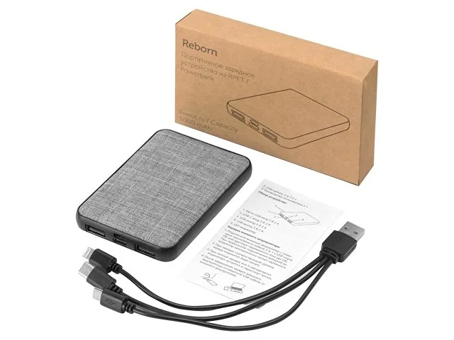 Внешний аккумулятор из rPET «Reborn», 5000 mAh фото 9