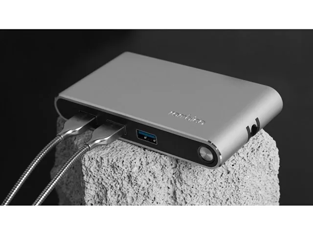 Хаб 8-в-1 Type-C «Hermes», USB 3.0 x 3, Type-C PD, HDMI, LAN, картридер фото 6