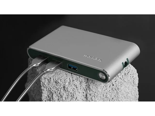 Хаб 8-в-1 Type-C «Hermes», USB 3.0 x 3, Type-C PD, HDMI, LAN, картридер фото 6