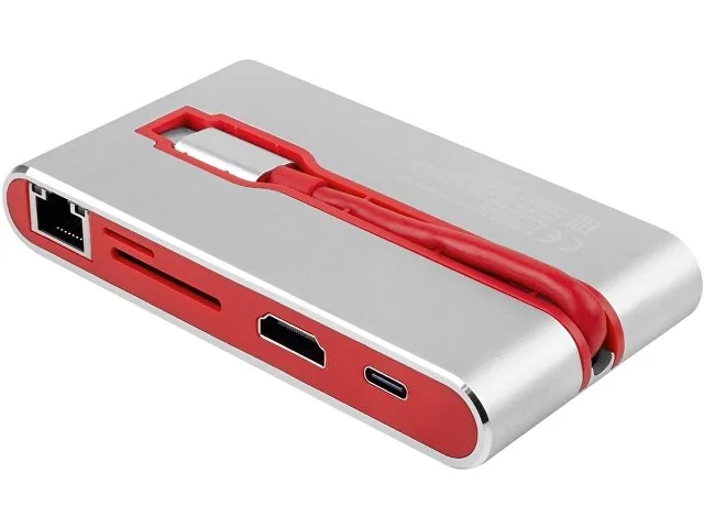 Хаб 8-в-1 Type-C «Hermes», USB 3.0 x 3, Type-C PD, HDMI, LAN, картридер фото 3