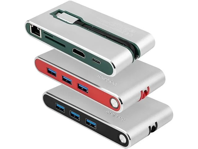 Хаб 8-в-1 Type-C «Hermes», USB 3.0 x 3, Type-C PD, HDMI, LAN, картридер фото 4