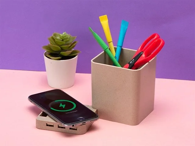 Настольный органайзер Cubic с функциями USB-хаба и беспроводной зарядки фото 12