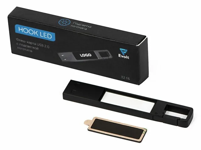 USB 2.0- флешка на 32 Гб c подсветкой логотипа «Hook LED» фото 9