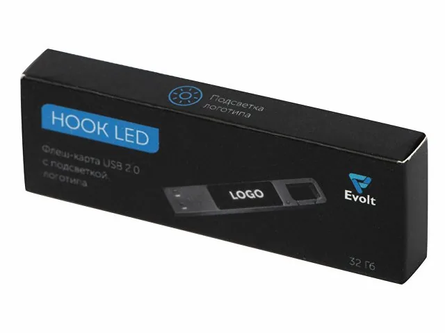 USB 2.0- флешка на 32 Гб c подсветкой логотипа «Hook LED» фото 10