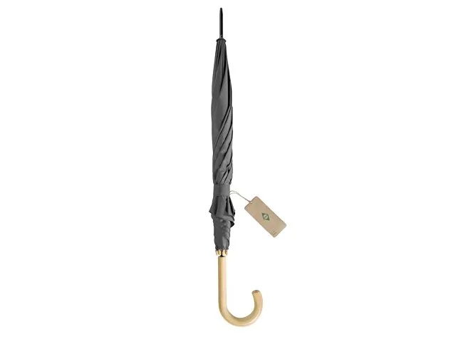 Зонт-трость «Okobrella» с деревянной ручкой и куполом из переработанного пластика фото 7