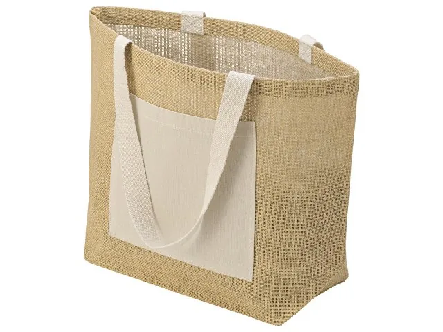 Сумка Jute джутовая с широким дном и карманом фото 2