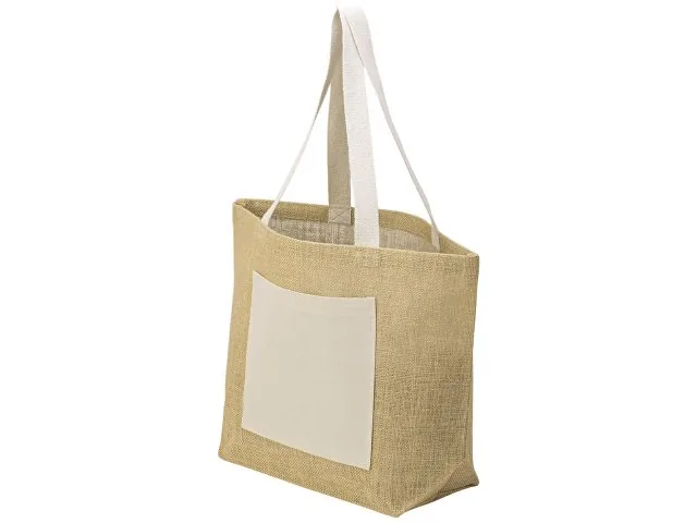 Сумка Jute джутовая с широким дном и карманом фото 3