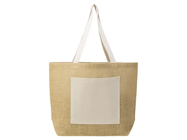 Сумка Jute джутовая с широким дном и карманом фото 4