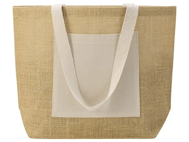 Сумка Jute джутовая с широким дном и карманом фото 5