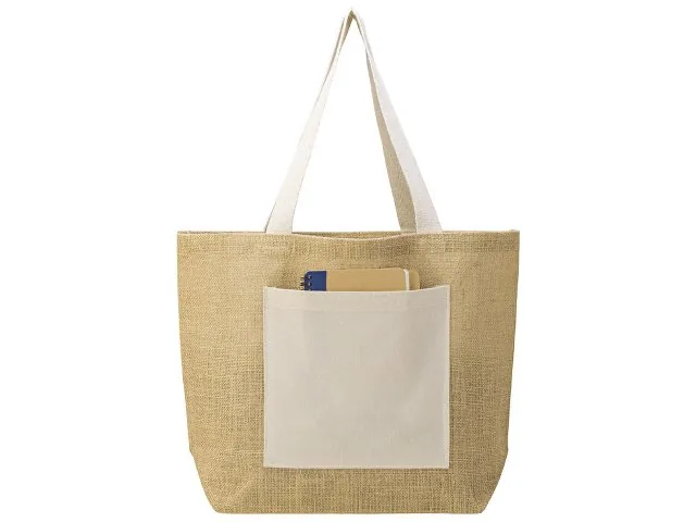 Сумка Jute джутовая с широким дном и карманом фото 8