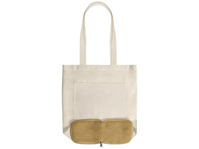 Складная сумка Jute из хлопка и джута с карманом фото 12
