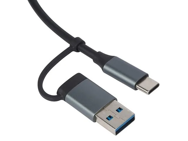 USB-хаб «Link» с коннектором 2-в-1 USB-C и USB-A, 2.0/3.0 фото 3