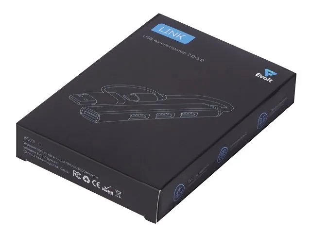 USB-хаб «Link» с коннектором 2-в-1 USB-C и USB-A, 2.0/3.0 фото 6