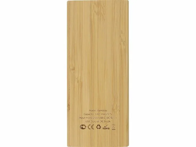 Внешний аккумулятор из бамбука «Bamboo», 5000 mAh фото 4